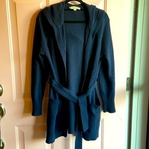 Hooded and belted cardigan